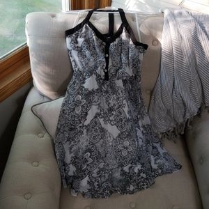 Floral black and white summer dress